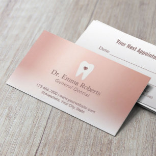 Dental Appointment Tooth Heart Rose Gold Dentist Card