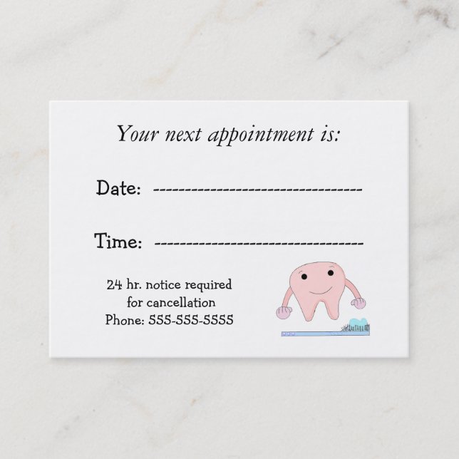 Dental Appointment with Cute Tooth Card (Front)