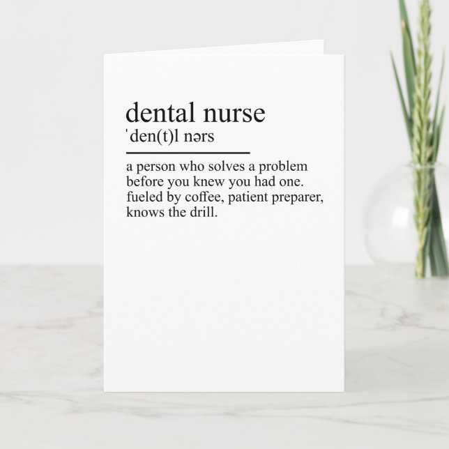 Dental Assistant Dentist Definition ZFA Dentist Card (Front)