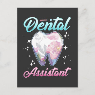 Dental Assistant Floral Tooth Dentist profession Postcard