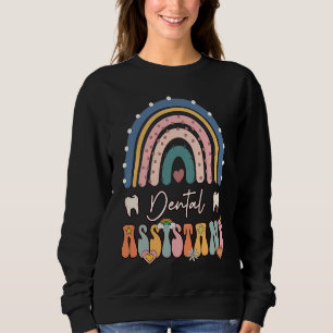 Dental Assistant Groovy Retro Vintage Rainbow Cute Sweatshirt