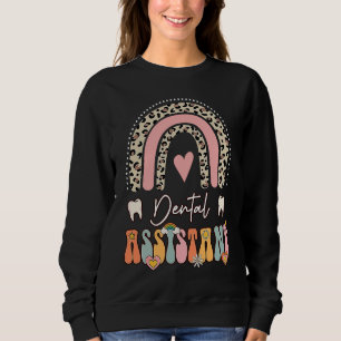 Dental Assistant Groovy Retro Vintage Rainbow Cute Sweatshirt