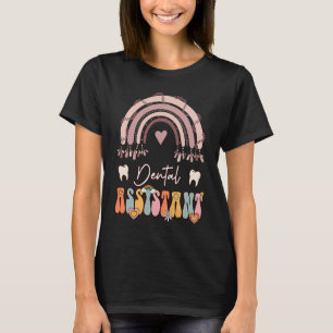 Dental Assistant Groovy Retro Vintage Rainbow Cute T-Shirt