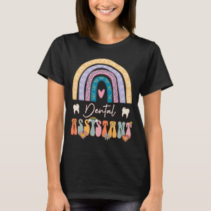 Dental Assistant Groovy Retro Vintage Rainbow Cute T-Shirt