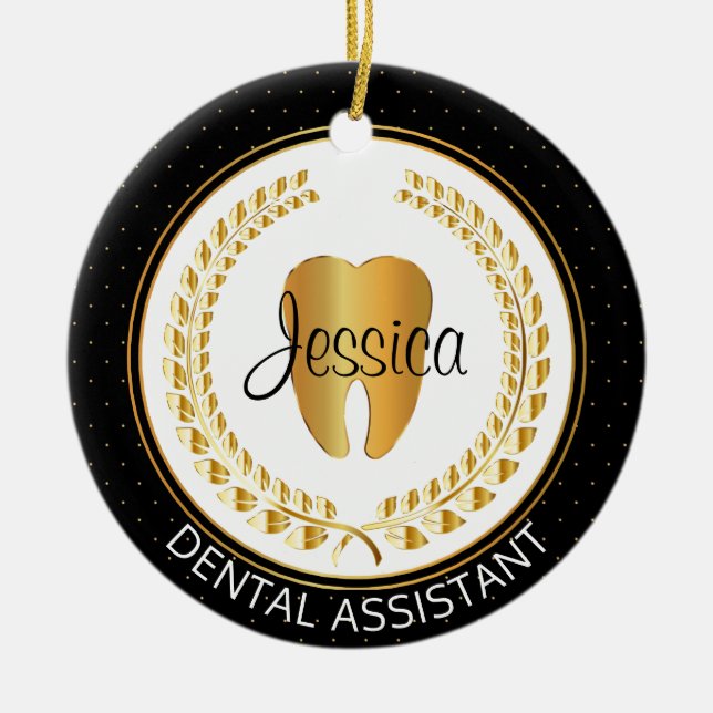 Dental 🦷 Assistant, Hygienist, Student Ceramic Ornament (Front)