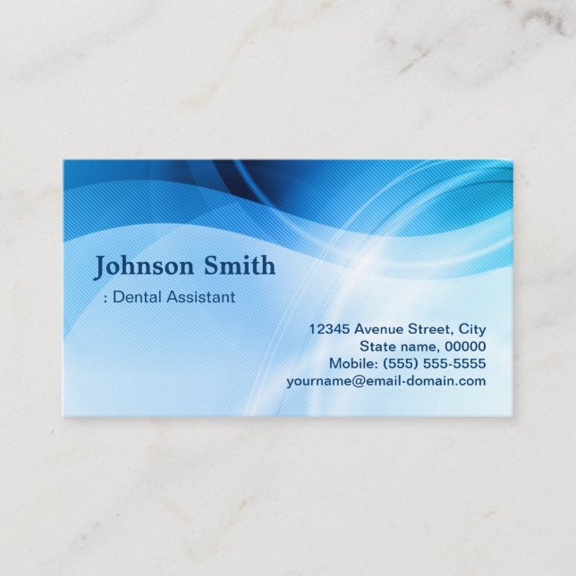 Dental Assistant - Modern Blue Creative Business Card (Front)