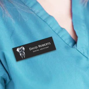 Dental Assistant Modern Diamond Tooth Dentist Name Tag