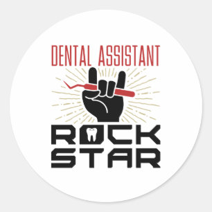 Dental Assistant Rock Star Classic Round Sticker