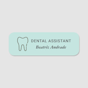 Dental Assistant Tooth Magnetic Custom Editable Name Tag