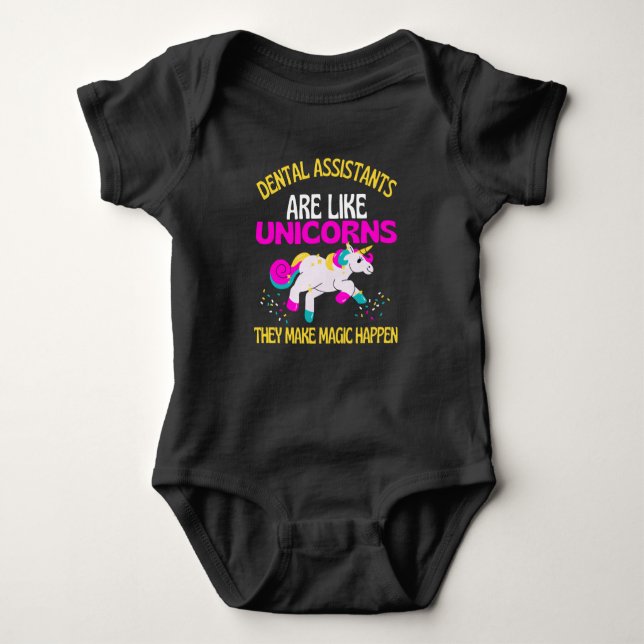Dental Assistant Unicorn , Magical Unicorn Dentist Baby Bodysuit (Front)