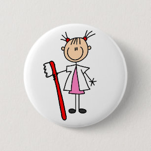 Dental Assistant With Toothbrush 6 Cm Round Badge