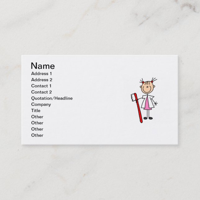 Dental Assistant With Toothbrush Business Card (Front)