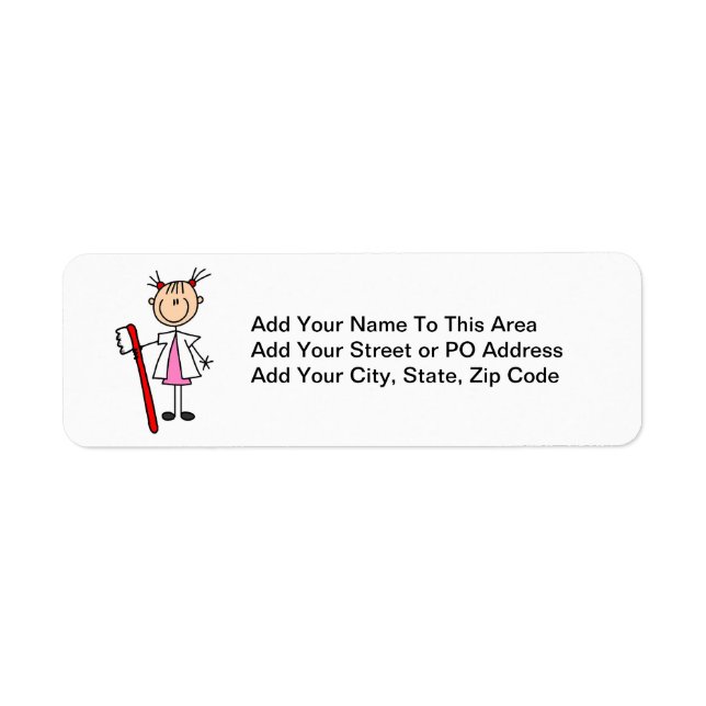 Dental Assistant With Toothbrush Return Address Label (Front)