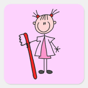 Dental Assistant With Toothbrush Square Sticker