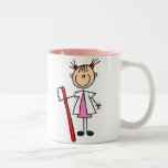 Dental Assistant With Toothbrush Two-Tone Coffee Mug<br><div class="desc">A cute design for dental assistants featuring a female stick figure dental assistant with a giant size red toothbrush! Dental Assistant T-shirts,  hoodies,  magnets,  mugs,  mousepads,  journals,  pillows,  keepsakes,  ornaments,  cases,  and much more.</div>