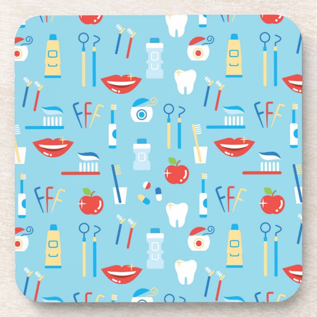 Dental Blue Pattern Coaster (Front)