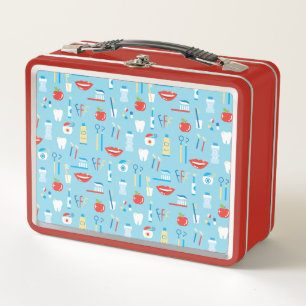 Dental Blue Pattern Metal Lunch Box