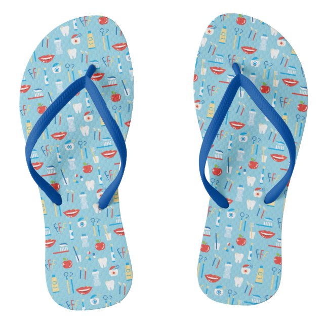 Dental Blue Pattern Thongs (Footbed)