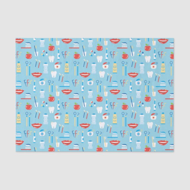 Dental Blue Pattern Tissue Paper (Front)