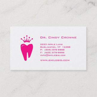 Dental Business Card Crown Tooth Logo Pink