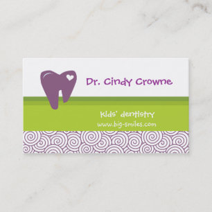 Dental Business Card Cute Heart Tooth Circles PG