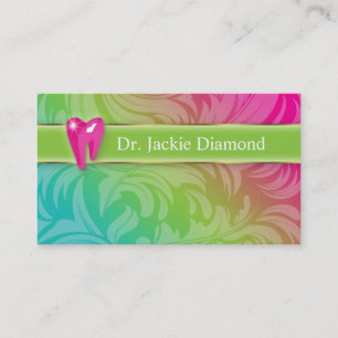 Dental Business Card Tooth Logo Swirl Leaf Lime