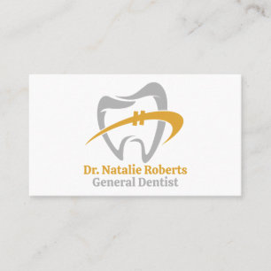 Dental Care Elegant Gold Tooth Logo Dentist Appointment Card
