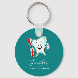 Dental Care Happy Tooth with Toothbrush Key Ring