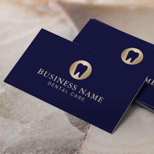 Dental Care Modern Navy & Gold Dentist Business Card