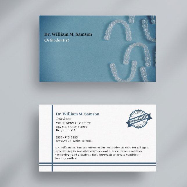 Dental Care Orthodontist modern invisible aligner Business Card (Creator Uploaded)