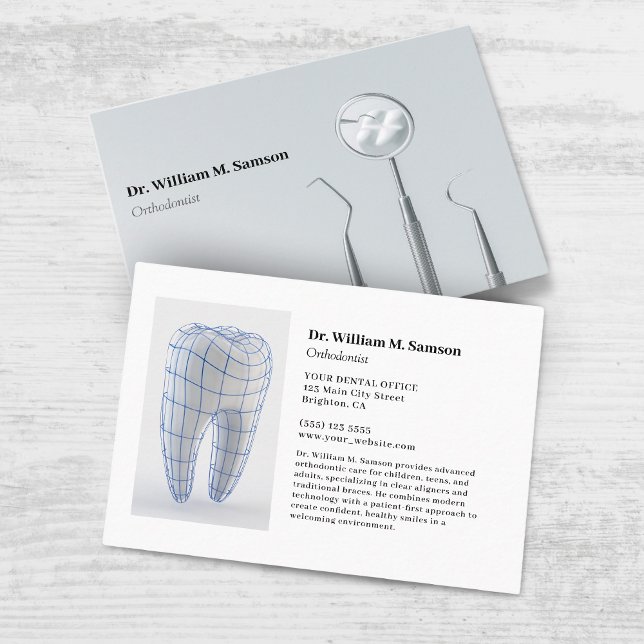 Dental Care Orthodontist modern tooth Dentist Business Card (Creator Uploaded)