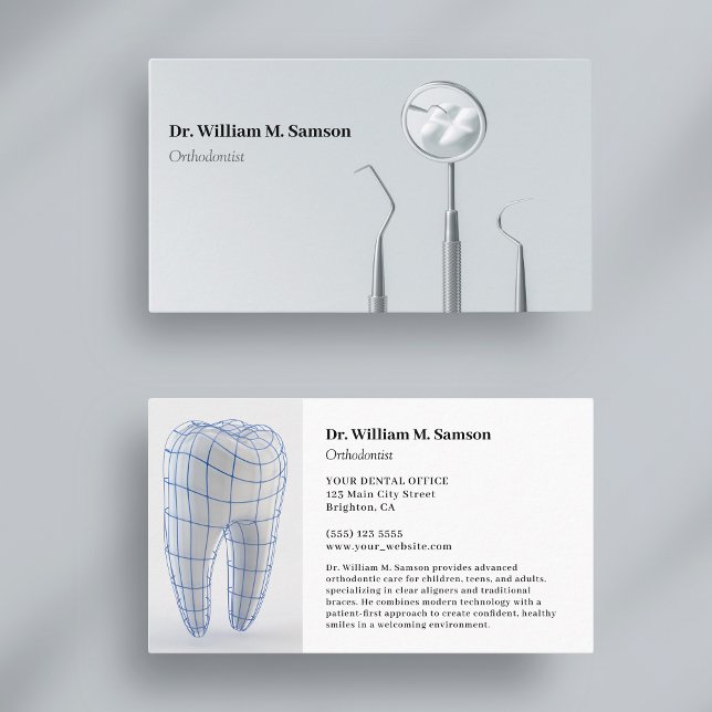 Dental Care Orthodontist modern tooth Dentist Business Card (Creator Uploaded)