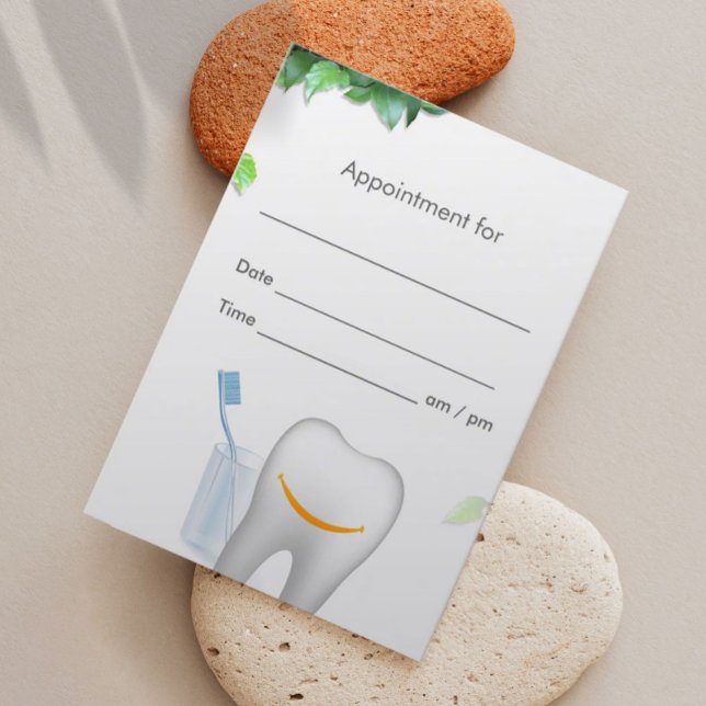Dental Care Smiling Tooth Dentist Appointment Card (Creator Uploaded)
