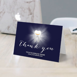 Dental Care Smiling Tooth Navy Blue Business Thank You Card