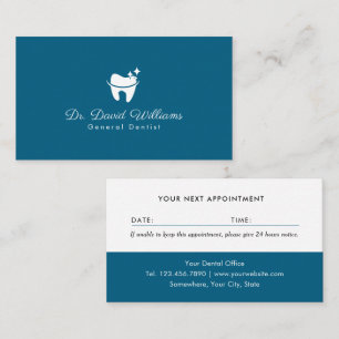 Dental Care Tooth Logo Plain Blue Dentist Appointment Card