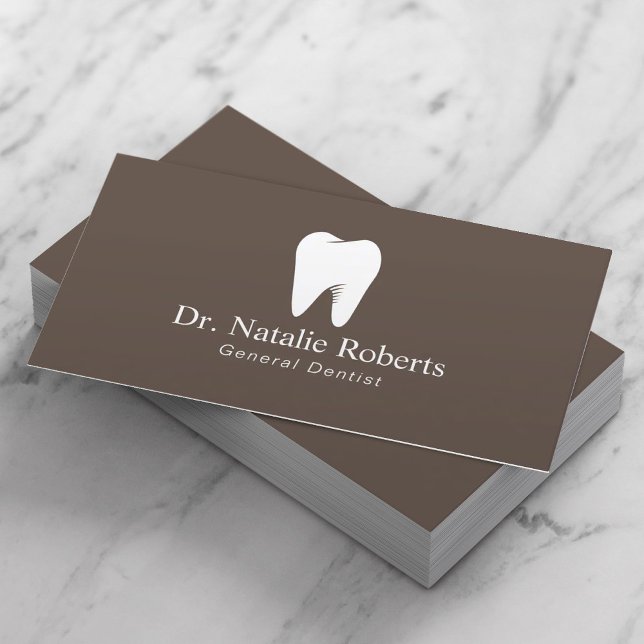 Dental Care Tooth Logo Plain Brown Dentist Appointment Card (Creator Uploaded)