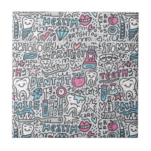 Dental Cartoon Pattern Ceramic Tile
