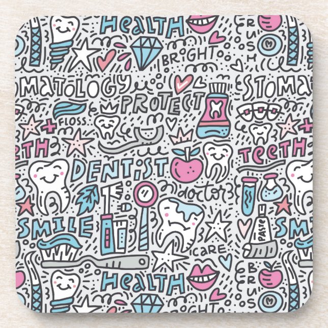 Dental Cartoon Pattern Coaster (Front)