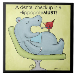 Dental Checkup Hippopotamus Tile
