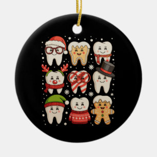 Dental Christmas Cute Teeth Dentist Santa Hat Xmas Ceramic Ornament