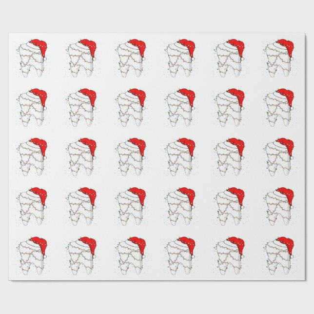 Dental Christmas Dunny Dentist Holiday  Wrapping Paper (Flat)