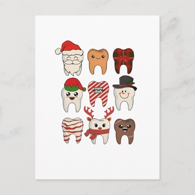 Dental Christmas Funny Dentist Holiday Invitation Postcard (Front)