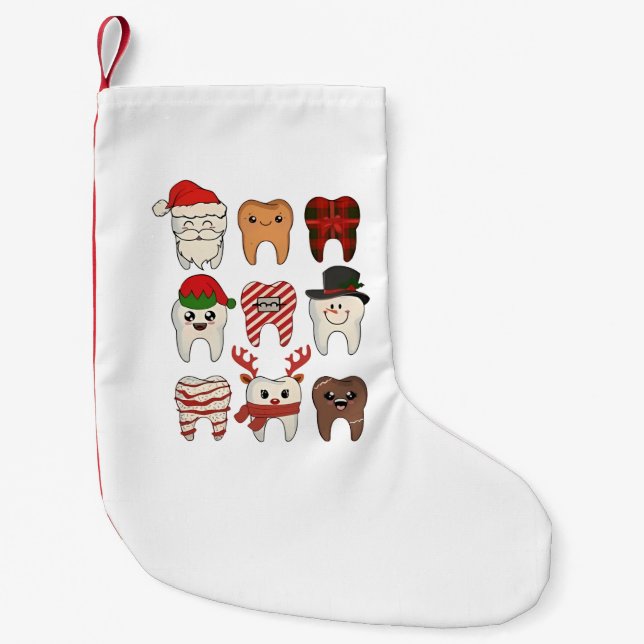 Dental Christmas Funny Dentist Holiday Small Christmas Stocking (Front)