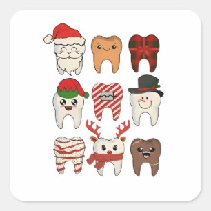 Dental Christmas Funny Dentist Holiday Square Sticker
