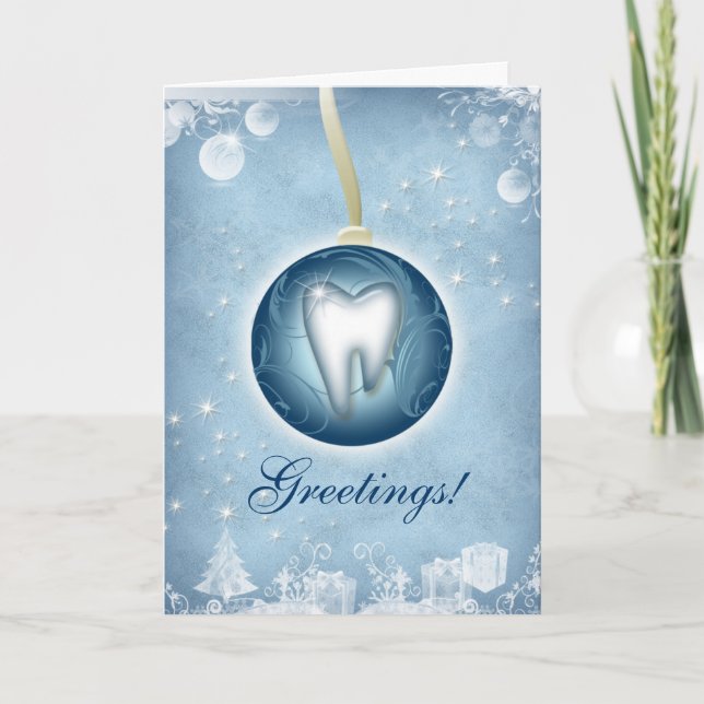 Dental Christmas Greeting Card Ice Blue (Front)