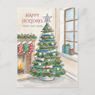Dental Christmas Tree Dentist Christmas Holiday  Postcard