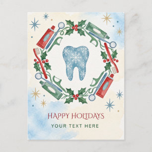 Dental Christmas Wreath Dentist Christmas Holiday  Postcard