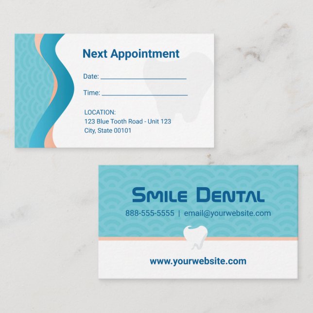 Dental Clinic Dentist Appointment Business Card (Front/Back)