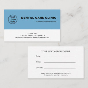 Dental Clinic Dentist Logo Professional Appointment Card
