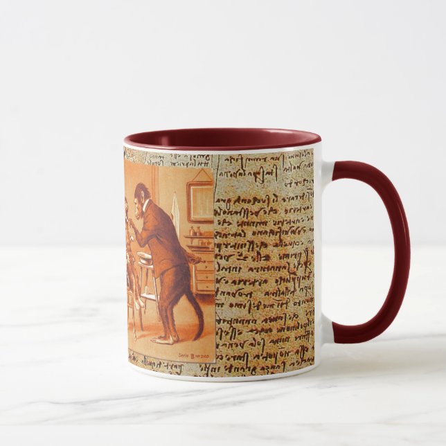 DENTAL CLINIC, DENTIST MONKEY AND CAT  Parchment Mug (Right)